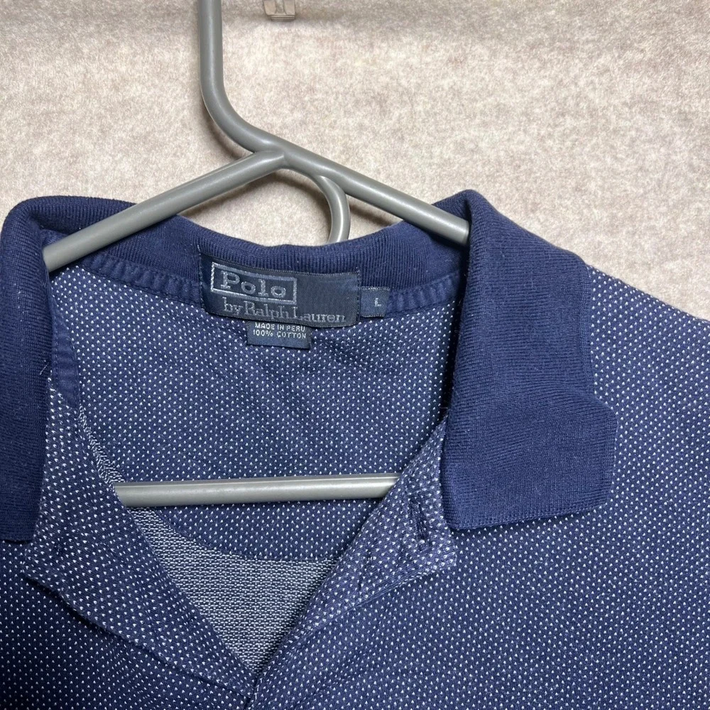 Polo by Ralph‎ Lauren Mens Polo Shirt Blue Dotted Cotton Casual Top